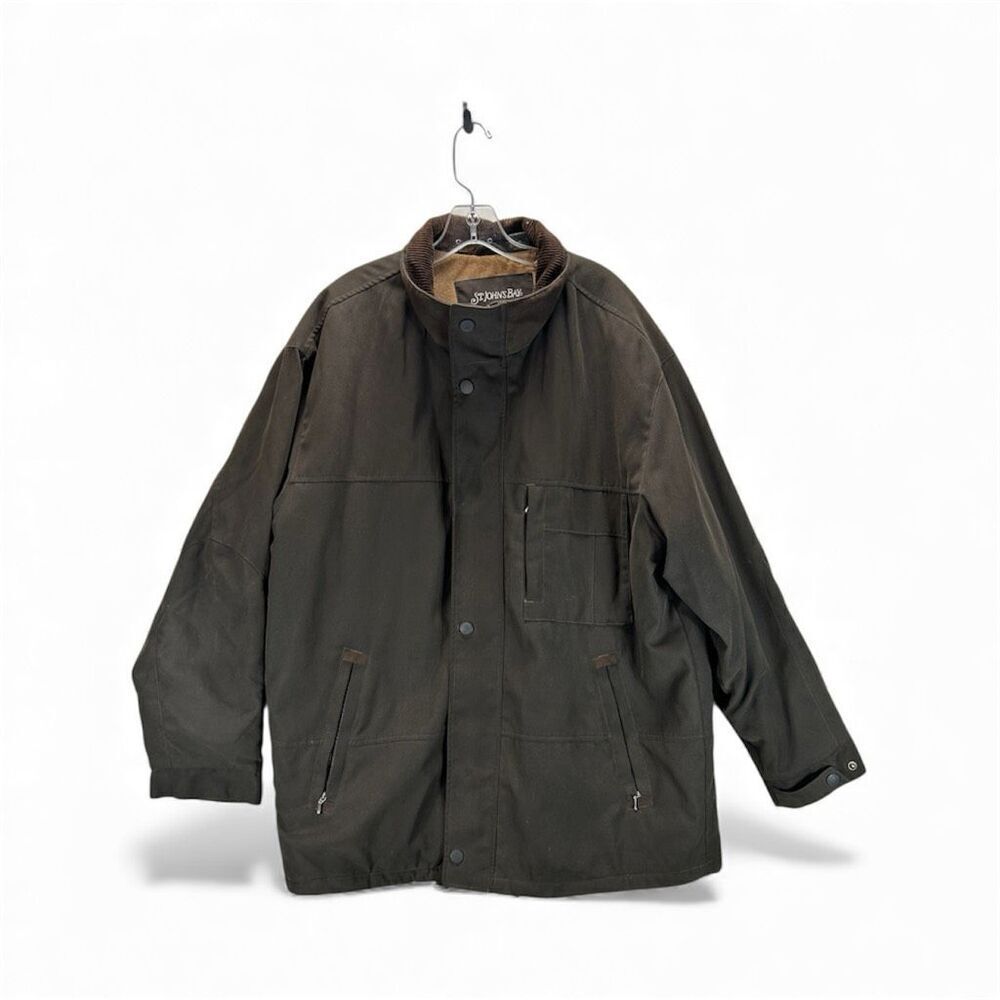 St. John’s Bay Men’s Barn Chore Coat Jacket Brown Corduroy Collar Canvas XL